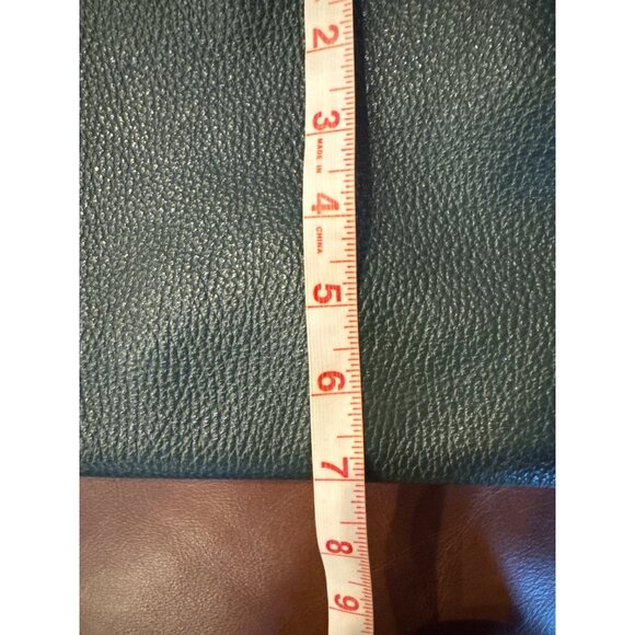 Valentina Italy Leather Shoulder Bag Green Tan Strap Gold Logo Zip Purse - Picture 15 of 16